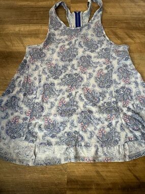 American Eagle Outfitters Blue & Pink Paisley Racerback Tank